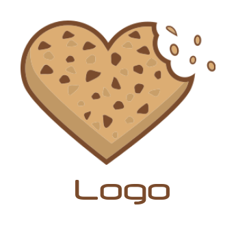 generate a food logo of cookie heart with bite