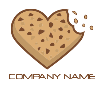 food logo icon cookie heart with bite - logodesign.net