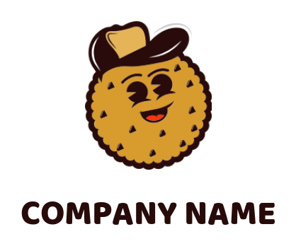 food logo image laughing cookie wearing cap