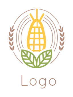 agriculture logo corn inside oval leaf and wheat