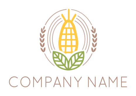 create an agriculture logo corn inside the abstract oval with leaf and wheat - logodesign.net