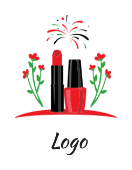 cosmetic products with flowers and fireworks