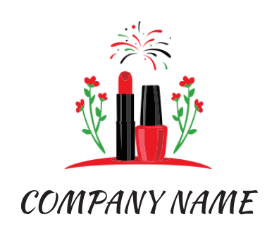 beauty logo cosmetics with flowers and fireworks