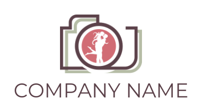 design a photography logo couple inside camera lens for weddings