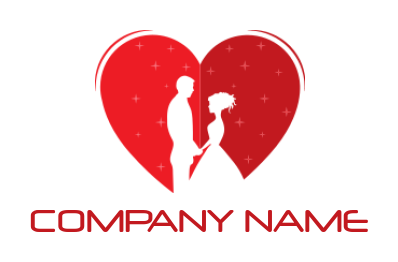 design a dating logo couple inside heart with shining stars - logodesign.net