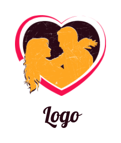 make a dating logo couple inside of abstract heart 
