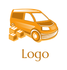 logistics logo maker courier boxes with delivery van 