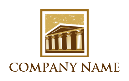 design a law firm logo court building with pillars in square