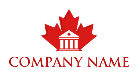 law firm logo illustration court house red maple leaf 