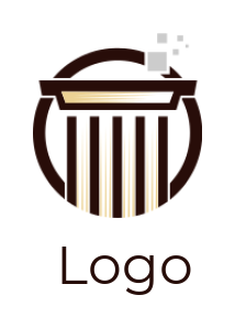 law firm logo court pillar with pixels in circle