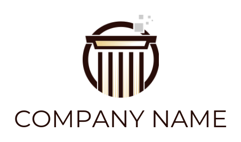 law firm logo court pillar with pixels in circle