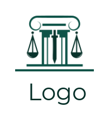 law firm logo court pillar with sword balance