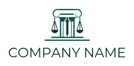 law firm logo court pillar with sword balance
