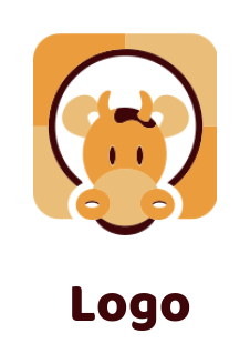 Animal logo cow face inside a circle
