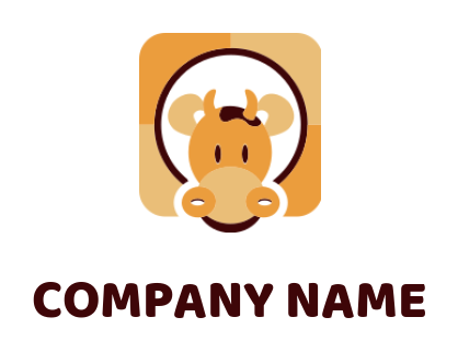 Animal logo cow face inside a circle