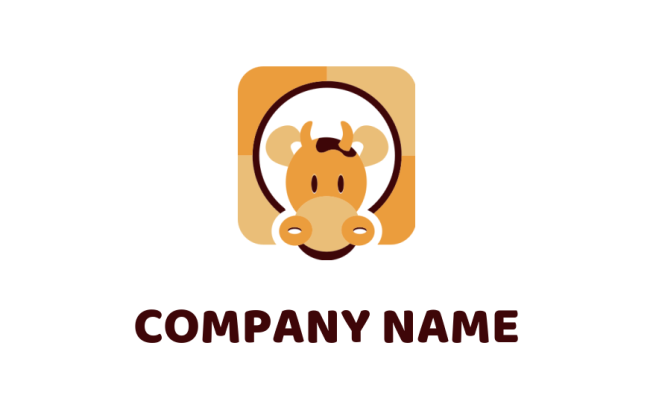 animal logo template cow face inside a circle - logodesign.net