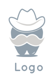 medical logo cowboy tooth with hat and mustache