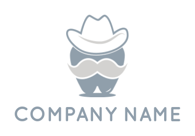 medical logo icon cowboy tooth with hat and mustache - logodesign.net