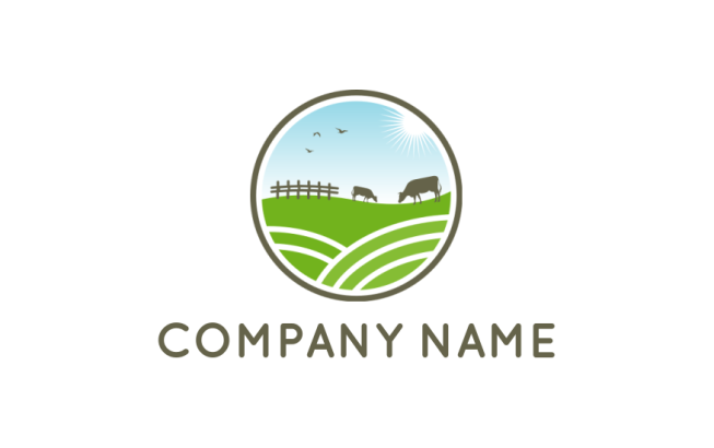 agriculture logo illustration animals and nature in circle