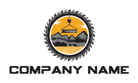 construction logo crane carrying beam mountains