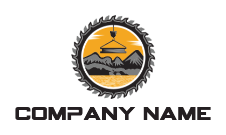 logo concept of crane carrying beam and mountains