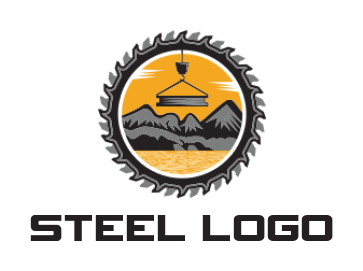 construction logo crane carrying beam mountains