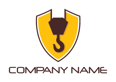 make a construction logo crane hook in shield