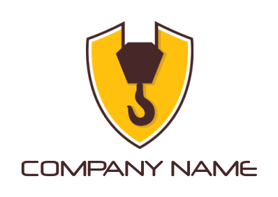 make a construction logo crane hook in shield - logodesign.net