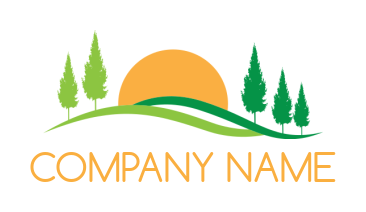 create a logo landscape with pine tree and sun