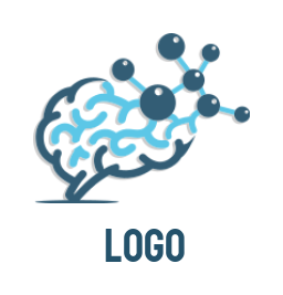 research logo template creative Brain with atom 