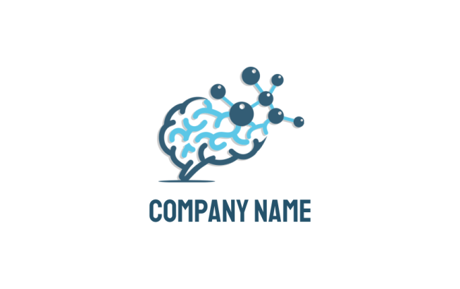 research logo template creative Brain with atom 