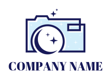 photography logo online crescent moon with stars inside camera 