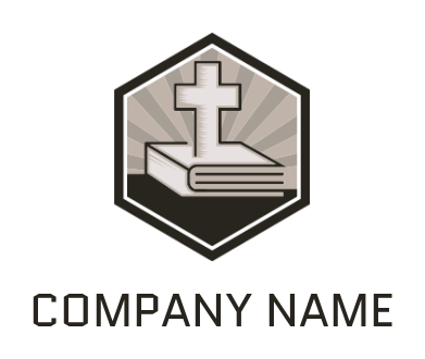 generate a religious logo cross bible with sun