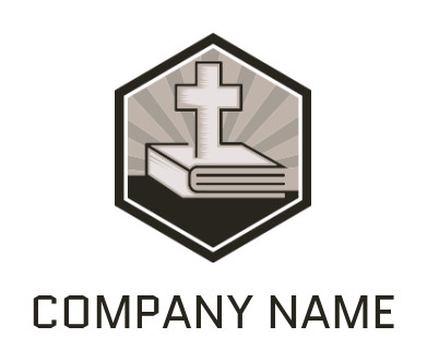 logo creator uses cross and bible with sun