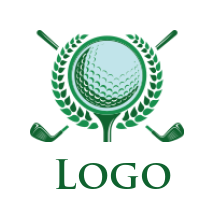 sports logo maker cross golf clubs and ball with laurels