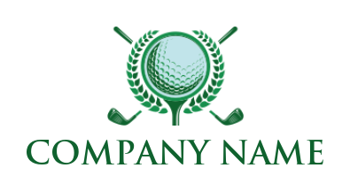 sports logo maker cross golf clubs and ball with laurels