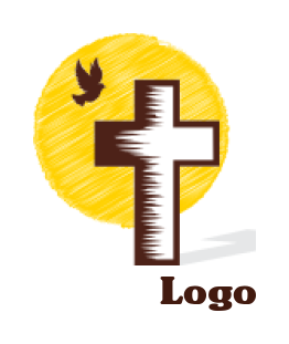 religion logo cross in front circle with dove