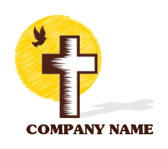 create a religion logo cross in front of circle with dove - logodesign.net