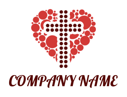 religious logo online cross in front of dotted heart 