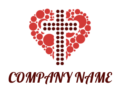 religious logo online cross in front of dotted heart 