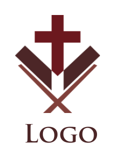 religious logo cross in open book with stand