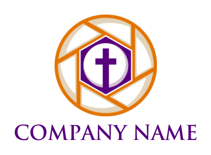 religious photography with a cross inside hexagon shape for religion