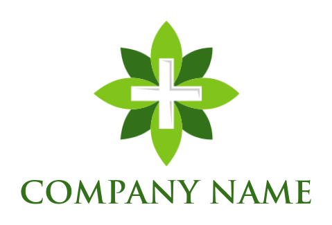 design a medical logo cross inside leaves forming flower