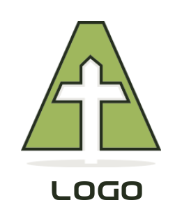 Letter A logo icon cross inside letter A