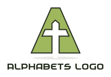Letter A logo icon cross inside letter A