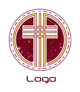 create a religion logo rustic cross in circle