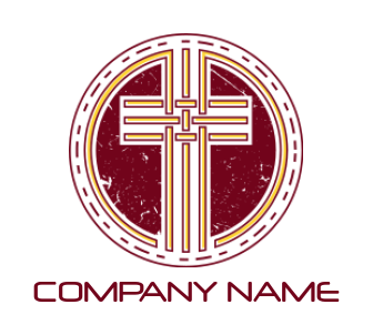 create a religion logo rustic cross in circle