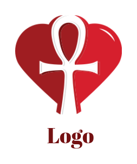 religious logo of symbol cross inside the heart