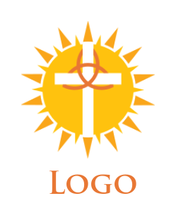 design a religious logo cross inside the sun 