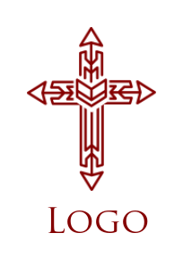 religious logo of cross line art arrow patterns